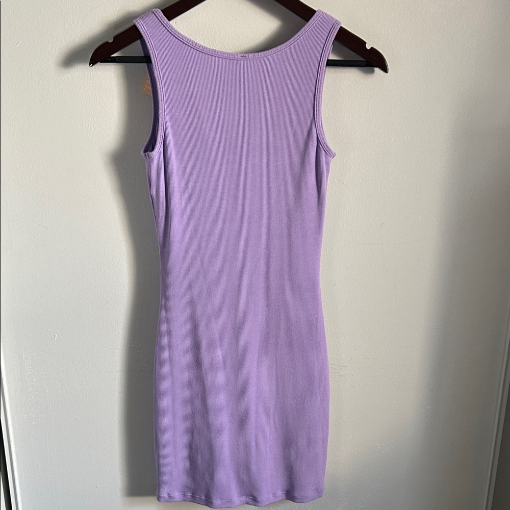 Popilush Sporty Athleisure Lavender Sleeveless Ribbed Shapewear  Mini Tank Dress - Picture 2 of 10